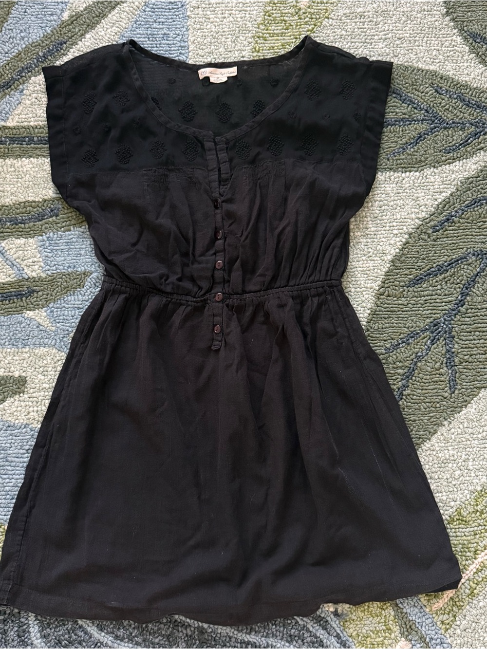 American Eagle Outfitters Black Button-Front Waist-Defined Swim Coverup